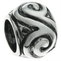 Sterling Silver Round Swirl Bead for European Charm Bracelets 9mm