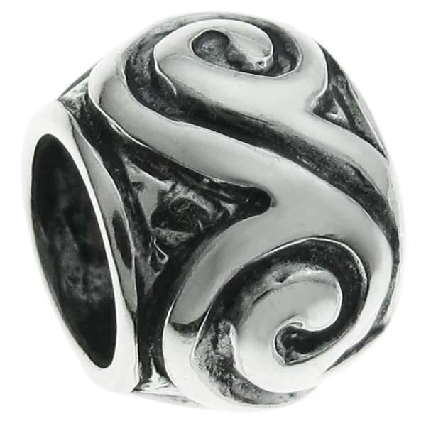 Sterling Silver Round Swirl Bead for European Charm Bracelets 9mm