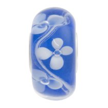 Sterling Silver BLUE Murano FLOWER Glass Bead for European Charm Bracelets 12.5mm