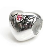 Sterling Silver HEART LOVE MOTHER MOM Bead Pink crystal for European Charm Bracelets