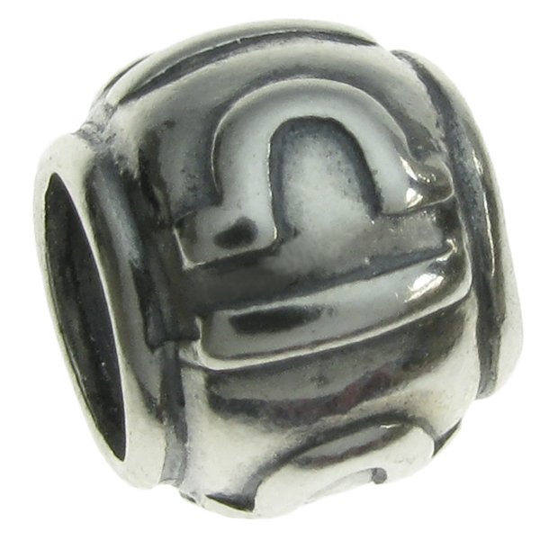 Sterling Silver Zodiac horoscope LIBRA Bead Tube for European Charm Bracelets