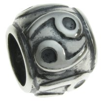 Sterling Silver Zodiac Horoscope CANCER Bead Tube for European Charm Bracelets