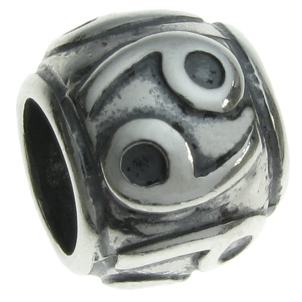 Sterling Silver Zodiac Horoscope CANCER Bead Tube for European Charm Bracelets