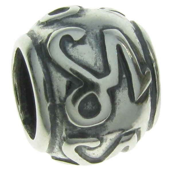 Sterling Silver Zodiac horoscope CAPRICORN Bead Tube for European Charm Bracelets