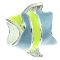 Sterling Silver Blue Enamel Tropical Angel Fish bead for European Charm Bracelets