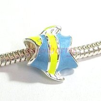 Sterling Silver Blue Enamel Tropical Angel Fish bead for European Charm Bracelets
