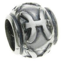 Sterling Silver Zodiac horoscope PISCES Bead Tube for European Charm Bracelets