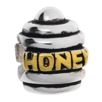 Gold On 925 Sterling Silver Petite HONEY BEE POT Bead for European Charm Bracelets