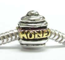 Gold On 925 Sterling Silver Petite HONEY BEE POT Bead for European Charm Bracelets