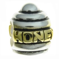 Gold On 925 Sterling Silver Petite HONEY BEE POT Bead for European Charm Bracelets