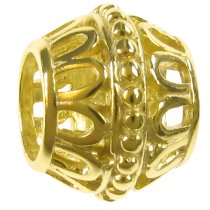 14K Gold 925 Sterling Silver Barrel Flower Dot for European Charm Bracelets bead 9.2mm