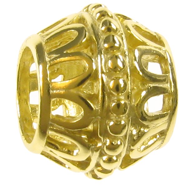 14K Gold 925 Sterling Silver Barrel Flower Dot for European Charm Bracelets bead 9.2mm