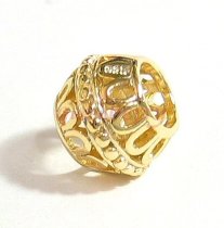 14K Gold 925 Sterling Silver Barrel Flower Dot for European Charm Bracelets bead 9.2mm