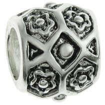 Sterling Silver FLOWER BARREL TUBE Bead for Pandora Troll European Charm Bracelets