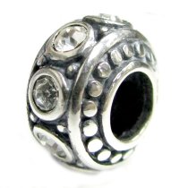 Sterling Silver Clear CZ Bead for European Charm Bracelet 11mm Birthstone April