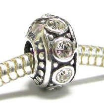 Sterling Silver Clear CZ Bead for European Charm Bracelet 11mm Birthstone April