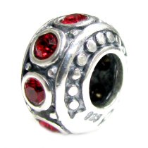 Sterling Silver Light Siam CZ Bead for European Charm Bracelet 11mm Birthstone July
