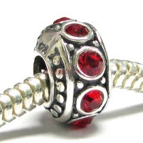 Sterling Silver Light Siam CZ Bead for European Charm Bracelet 11mm Birthstone July