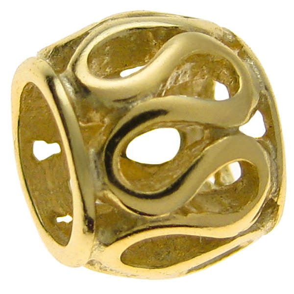 14K Gold 925 Sterling Silver Round Lace Bead for European Charm Bracelets
