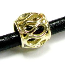 14K Gold 925 Sterling Silver Round Lace Bead for European Charm Bracelets