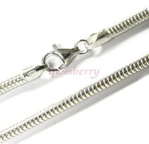 Sterling Silver Snake Cable Bracelet with Lobster Clasp for European Bead Charms, 7.5"