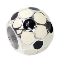 Sterling silver Sport Round Football Soccer bead for European Charm Bracelets