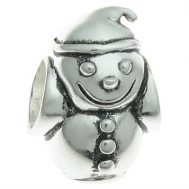 Sterling Silver Christmas SNOWMAN Bead for European Charm Bracelets