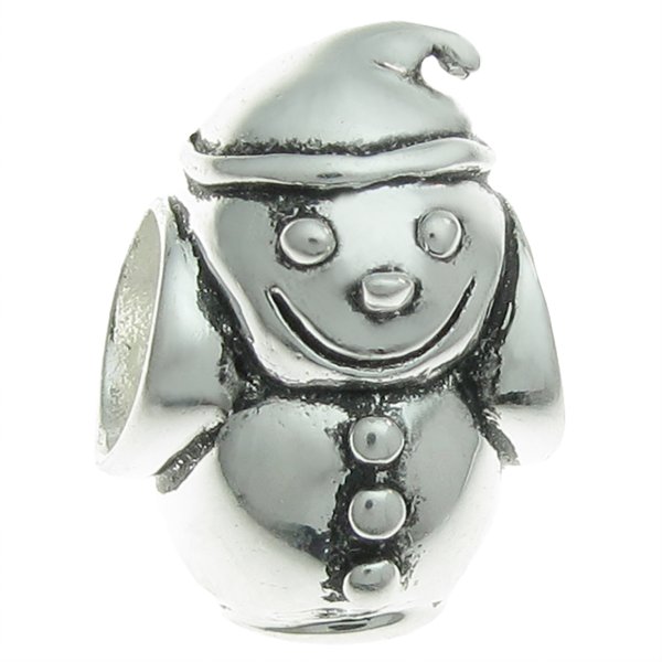 Sterling Silver Christmas SNOWMAN Bead for European Charm Bracelets