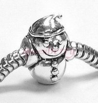 Sterling Silver Christmas SNOWMAN Bead for European Charm Bracelets