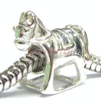 Sterling Silver ROCKING HORSE Bead for European Charm Bracelets 14.5mm