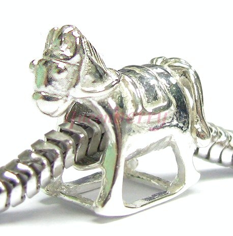Sterling Silver ROCKING HORSE Bead for European Charm Bracelets 14.5mm