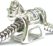Queenberry Sterling Silver Rocking Horse Bead for European Charm Bracelets 14.5mm