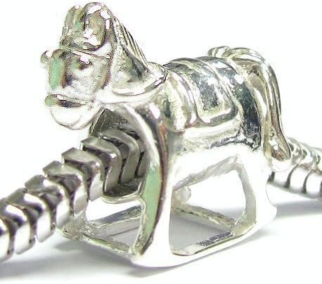 Queenberry Sterling Silver Rocking Horse Bead for European Charm Bracelets 14.5mm