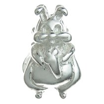 Sterling Silver Easter Bunny Rabbit Bead for European Charm Bracelets 12mm