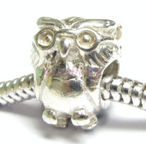 Sterling Silver OWL BIRD Bead for European Charm Bracelets 13mm
