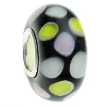 Sterling Silver Round Wheel Murano Glass DOT Bead for European Charm Bracelets 12.6mm