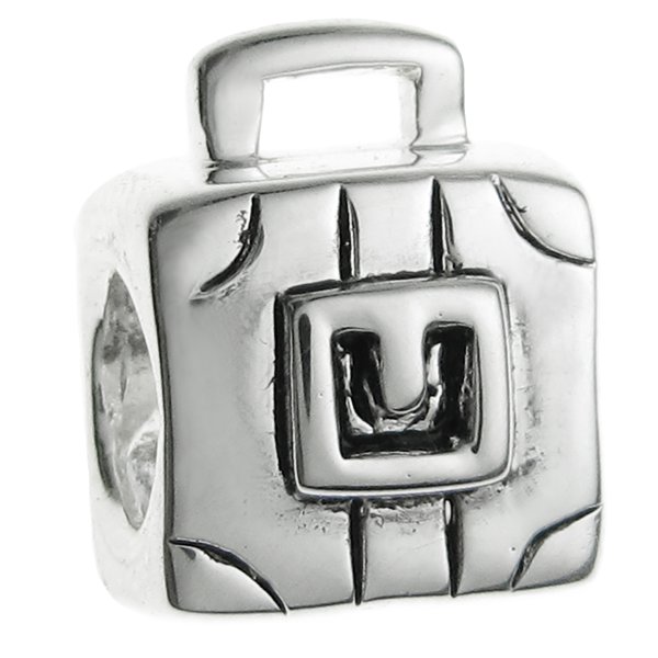 Sterling Silver SUITCASE LUGGAGE BAG Bead for European Charm Bracelets