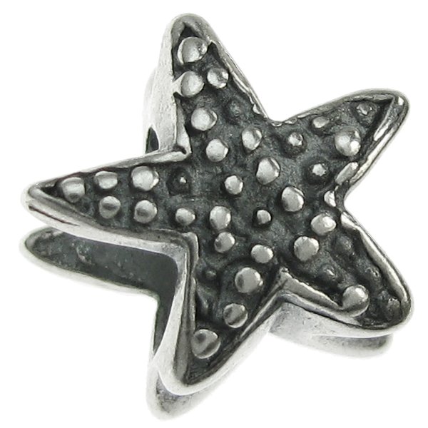 Antique Sterling Silver STAR FISH Bead for European Charm Bracelets