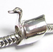 Sterling Silver Animal SWAN DUCK Bead for European Charm Bracelets