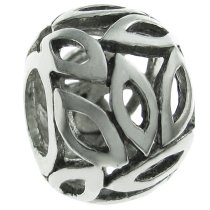 Sterling Silver FLOWER Leaf Rondelle bead for European Charm Bracelets