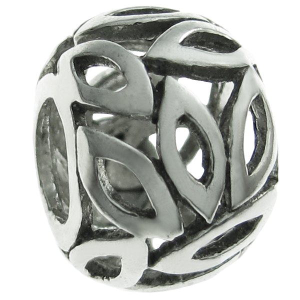 Sterling Silver FLOWER Leaf Rondelle bead for European Charm Bracelets