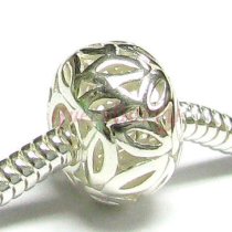 Sterling Silver FLOWER Leaf Rondelle bead for European Charm Bracelets