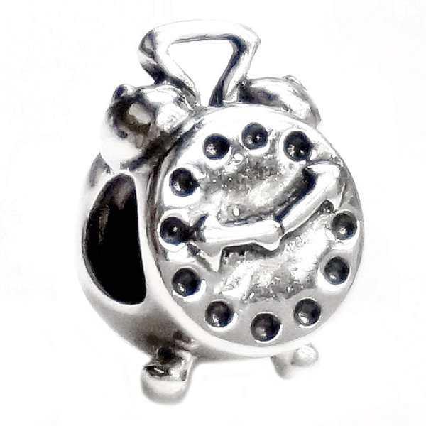 Sterling Silver Alarm Clock Bead for European Charm Bracelets