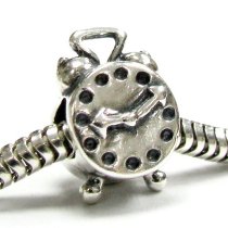 Sterling Silver Alarm Clock Bead for European Charm Bracelets