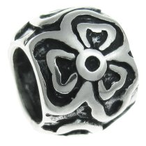 Sterling Silver Round Flower Beads for European Charm Bracelets 9mm