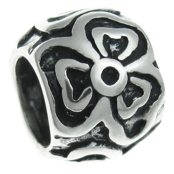 Sterling Silver Round Flower Beads for European Charm Bracelets 9mm