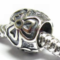 Sterling Silver Round Flower Beads for European Charm Bracelets 9mm