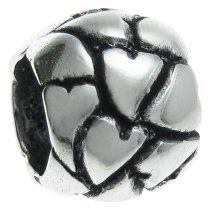 Sterling Silver Round Heart Lots of Love for European Charm Bracelets