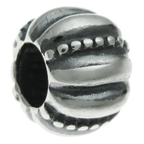 Sterling Silver Round Pumpkin Bead for European Charm Bracelets 9mm