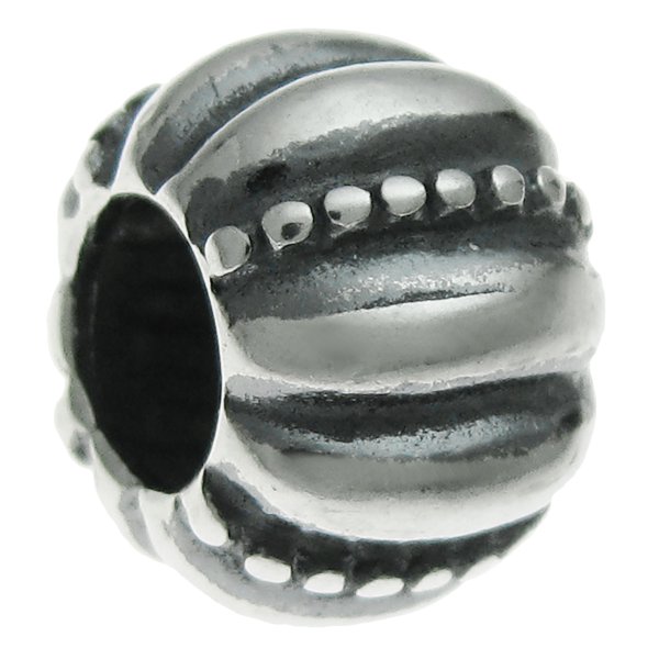 Sterling Silver Round Pumpkin Bead for European Charm Bracelets 9mm